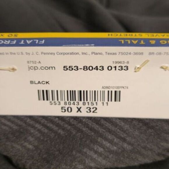 Stafford Big & Tall Black Trousers Slacks Travel Stretch Flat Front Men's New 50 - Picture 8 of 9